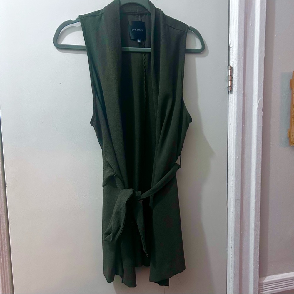 Green Sleeveless Vest with Belt